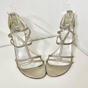 Stuart Weitzman Silver Bronze Strappy Gladiator Heels sz9.5
